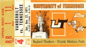 1971 Vanderbilt vs. Tennessee Vols Football Ticket Art